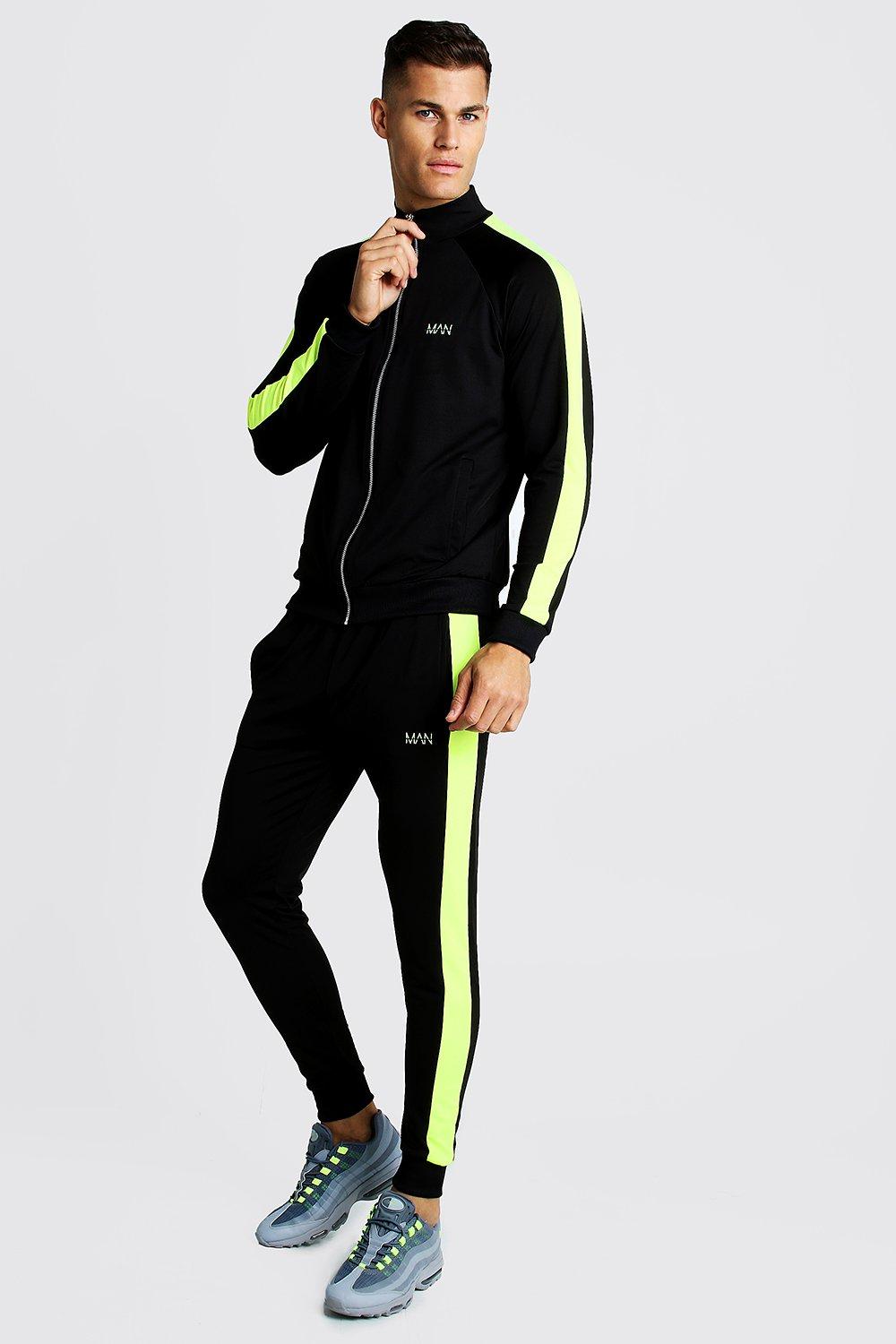 

Спортивный костюм MAN на молнии с неоновыми вставками, Neon-yellow