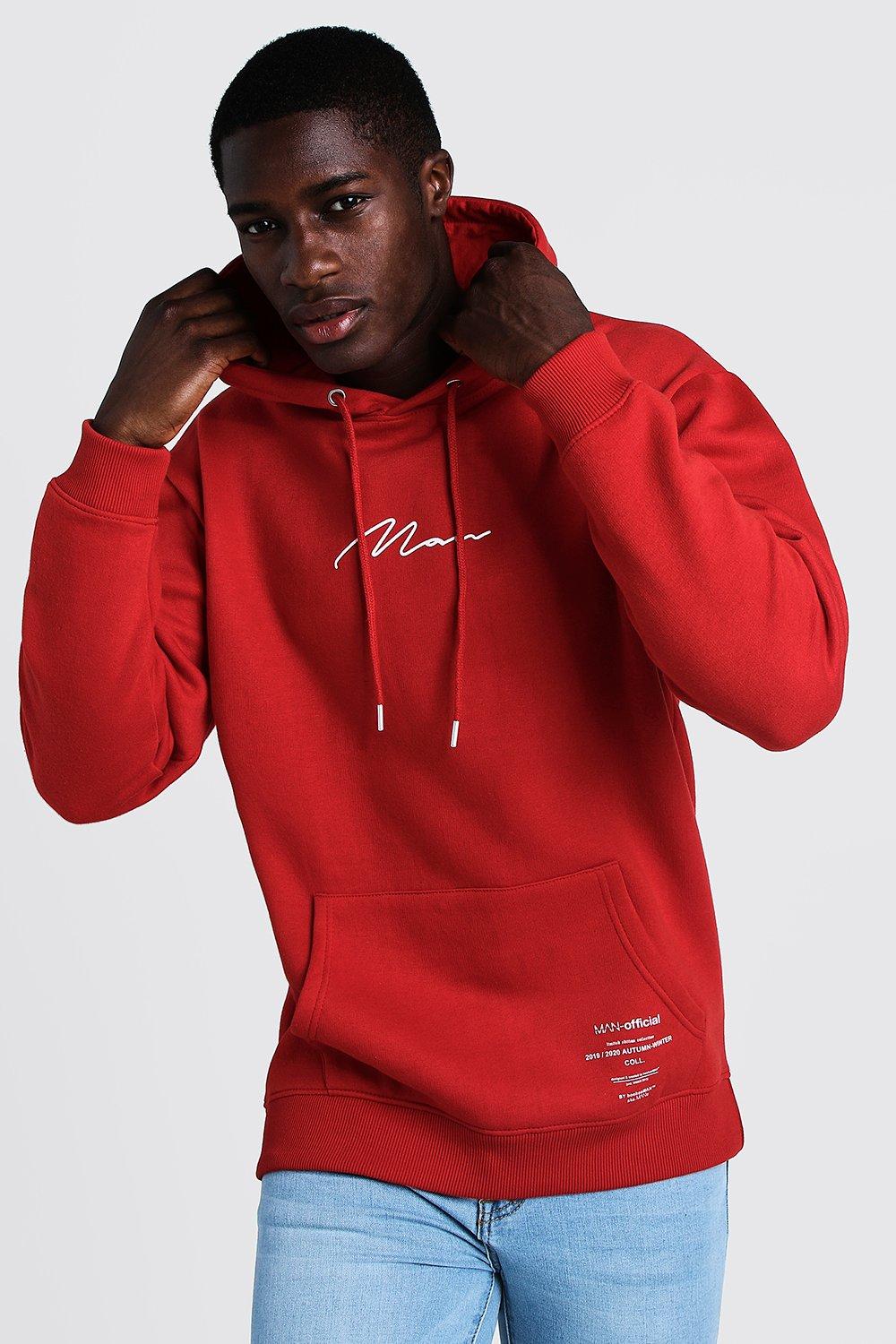 man in red hoodie