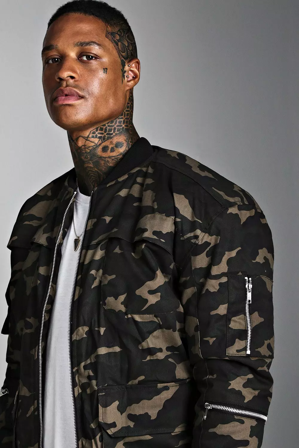 Buy Black Camo Print Co-ord Bomber Jacket for Men