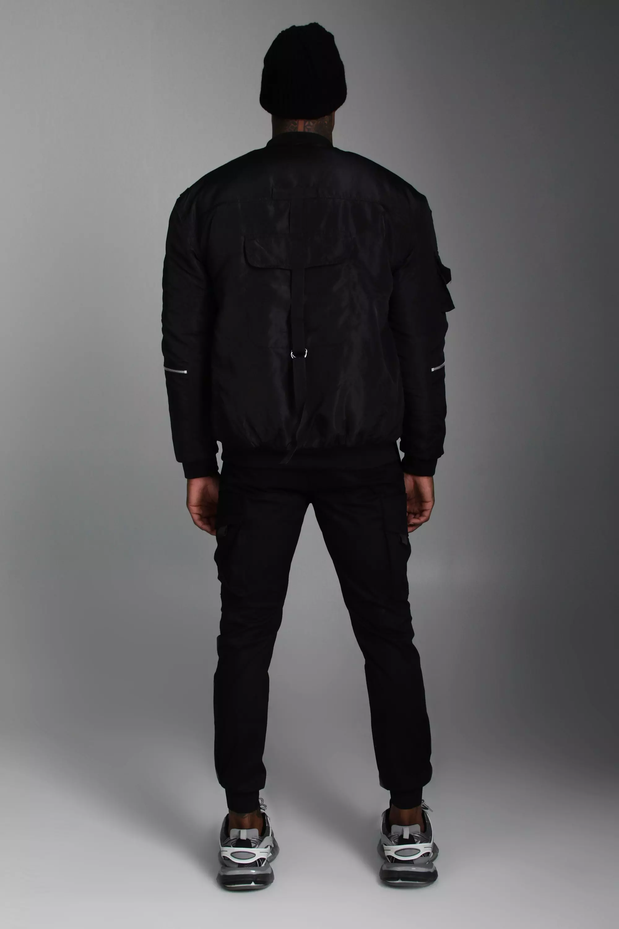 Bomber jacket outlet with straps