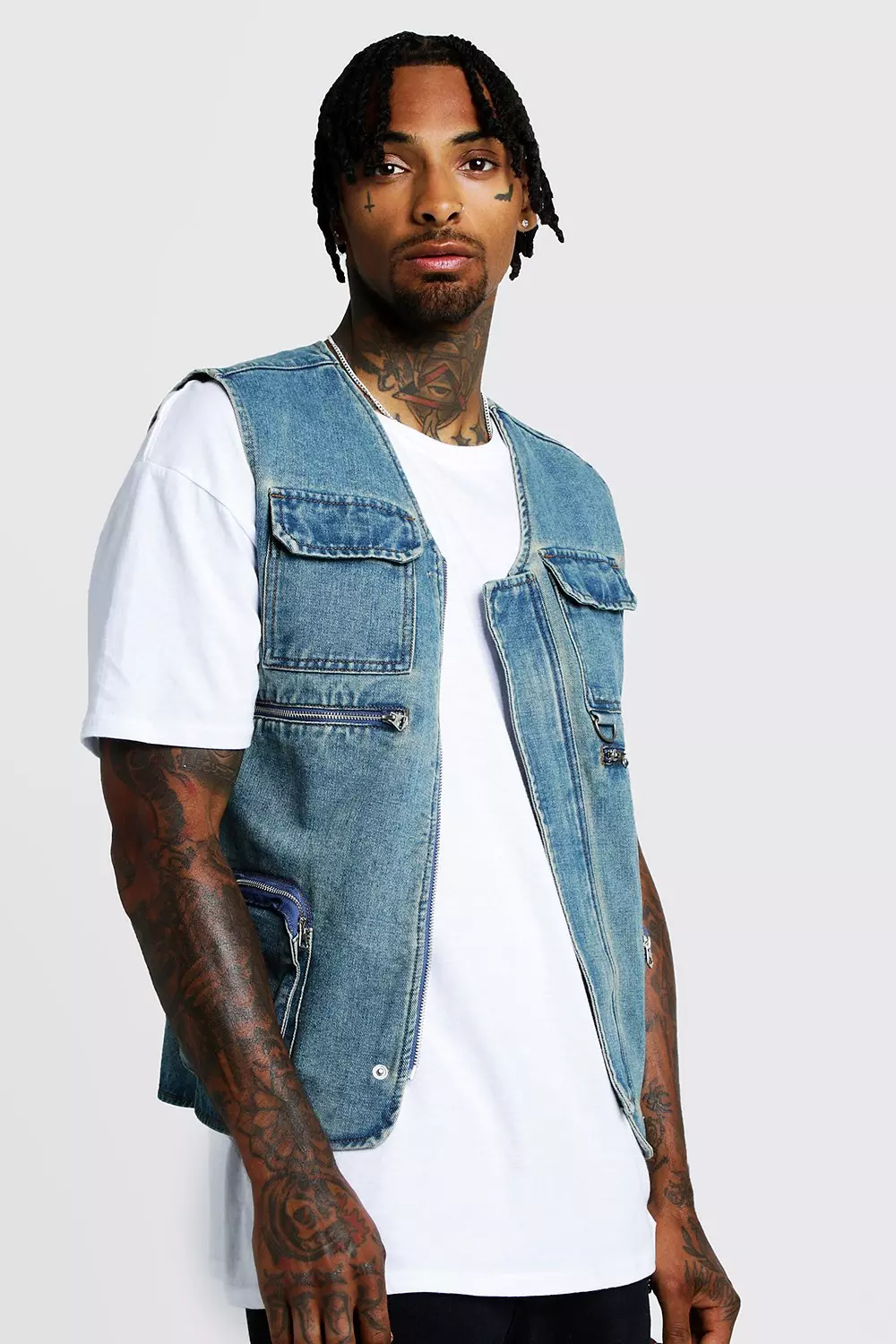 denim utility vest