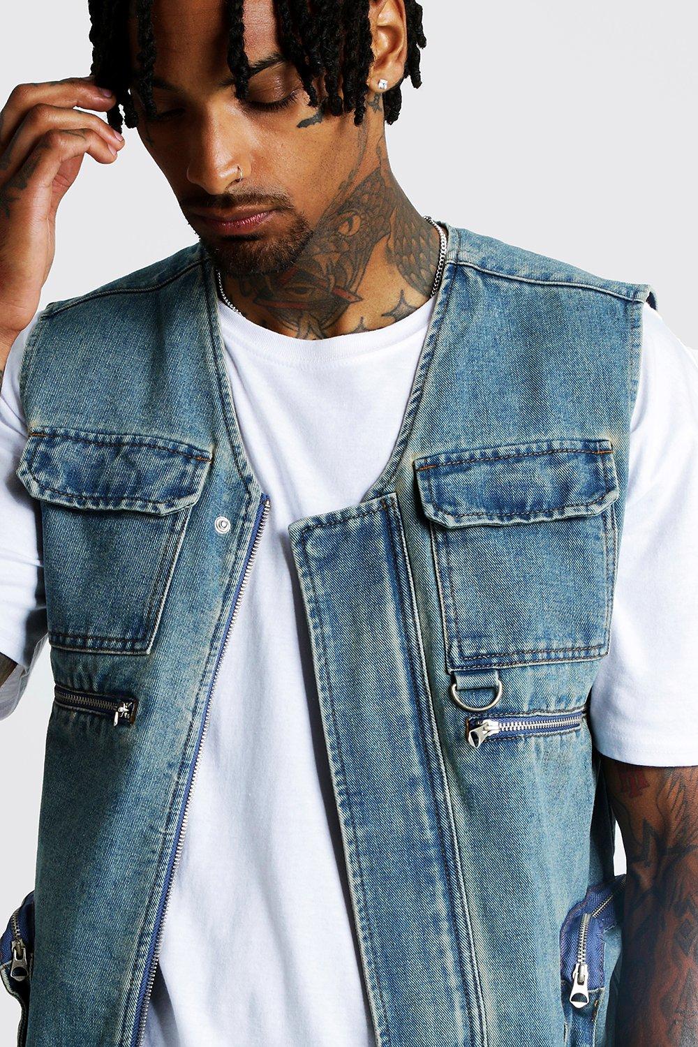 denim utility vest