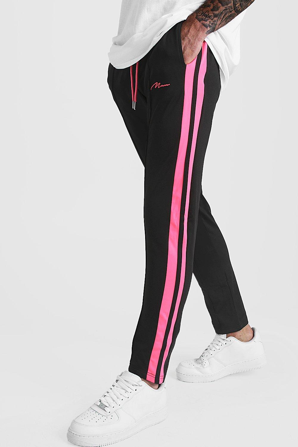 black and pink joggers