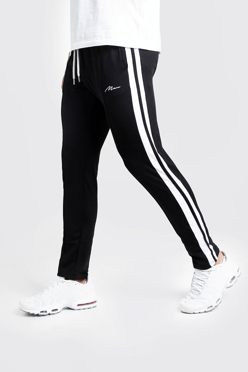 black and white striped joggers mens