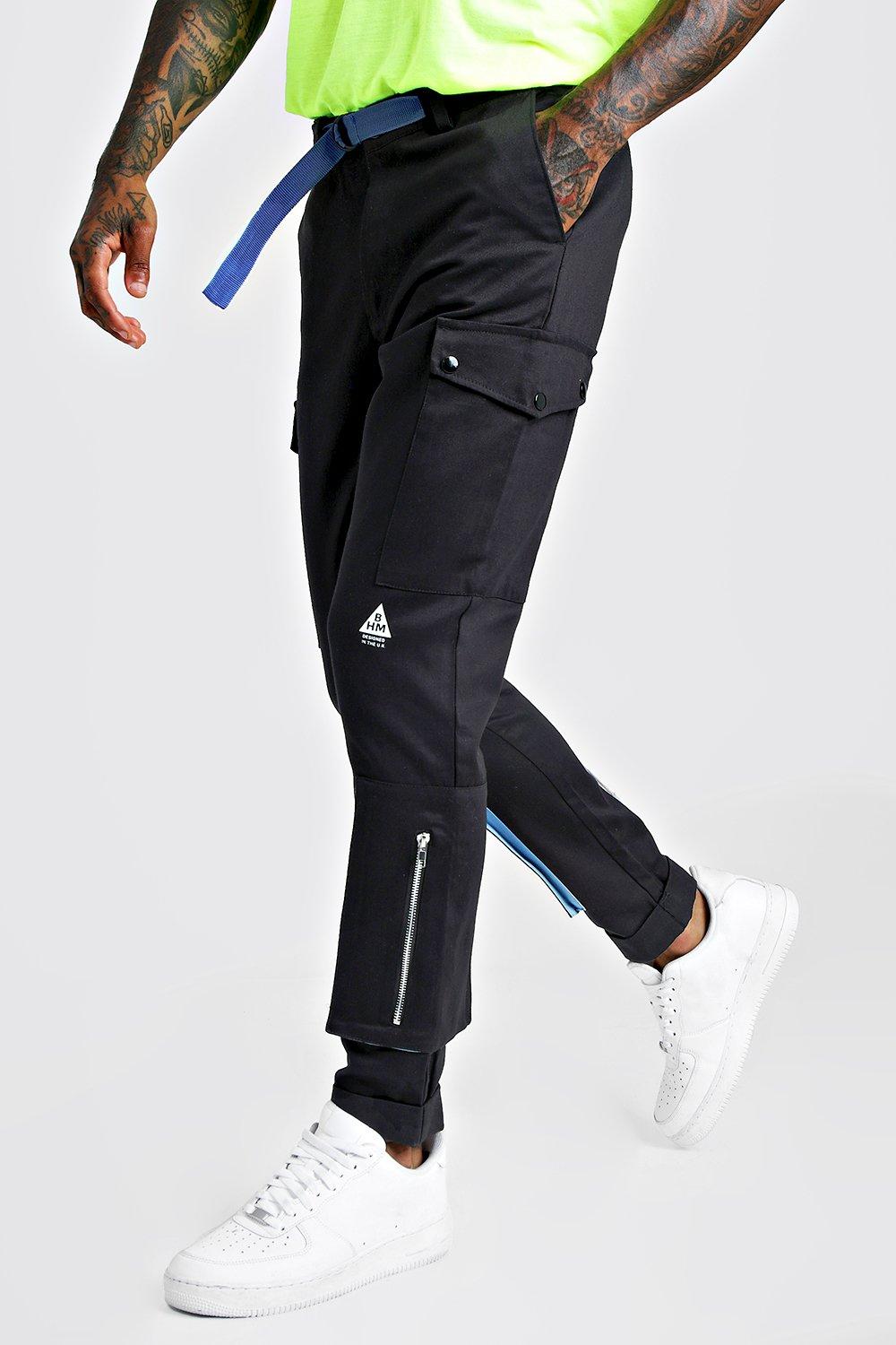 slim fit cargo trousers black