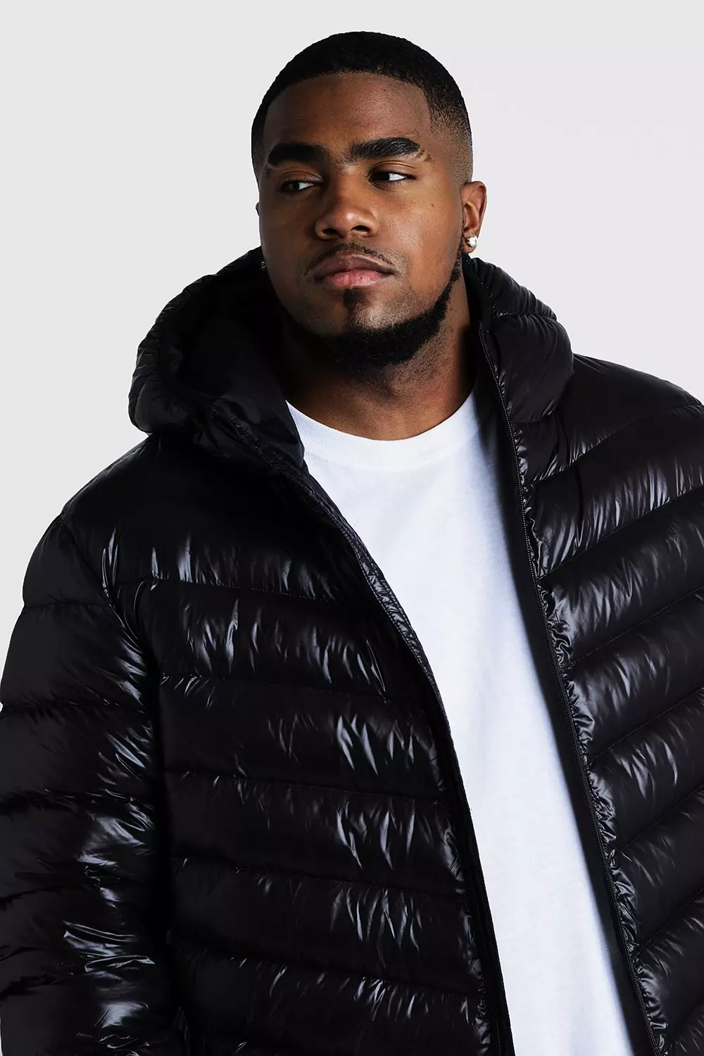 Plus Size Quilted Zip Jacket With Shine boohooMAN USA