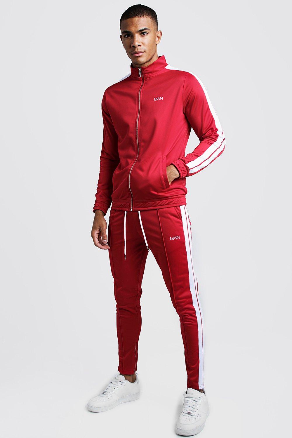 boohooman red tracksuit