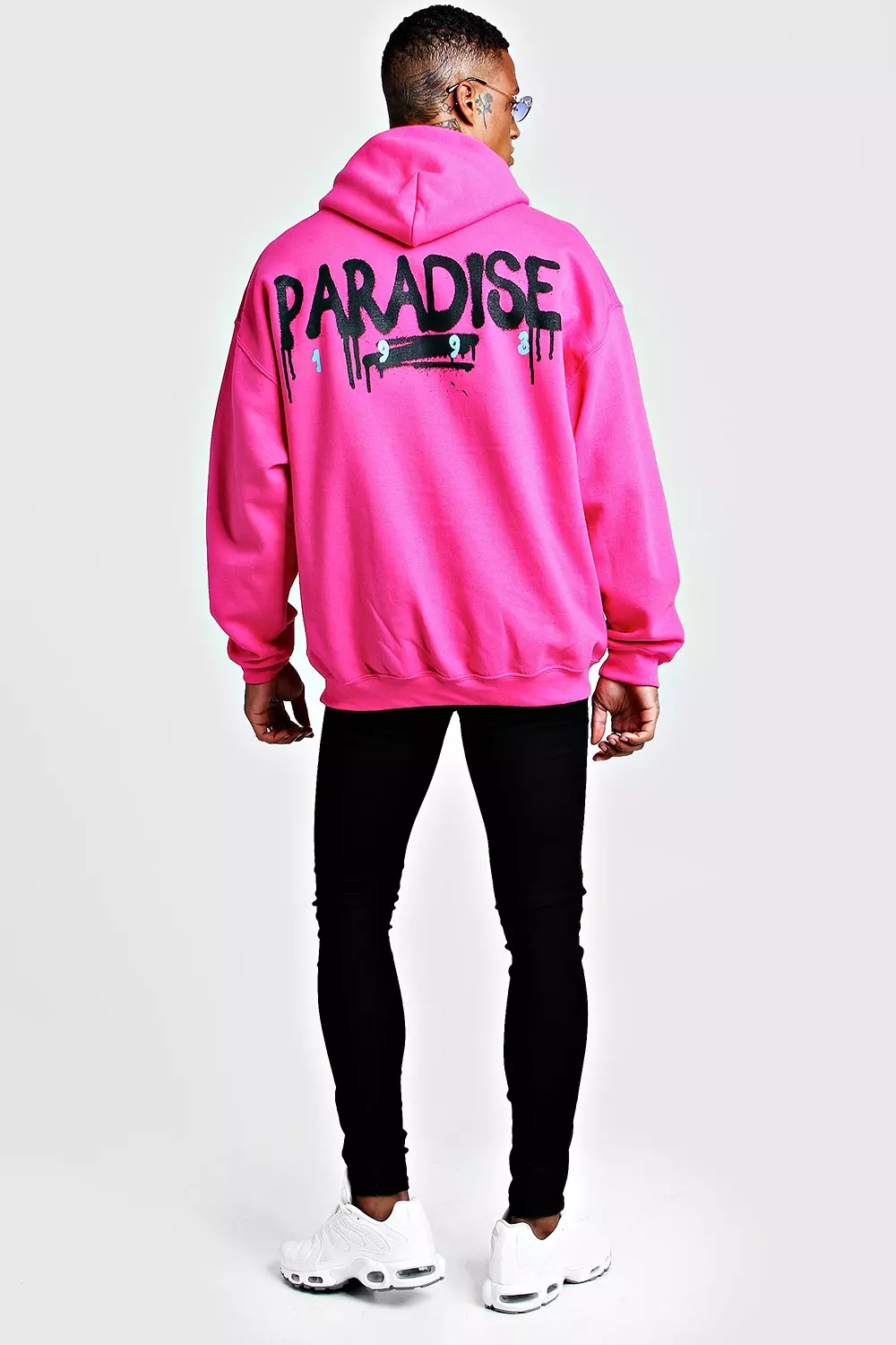 Oversized Paradise Print Hoodie boohooMAN