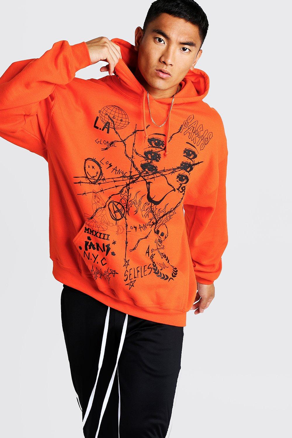 bright orange hoodie mens