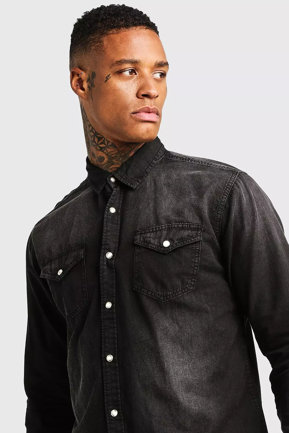 Black denim store shirt men's style