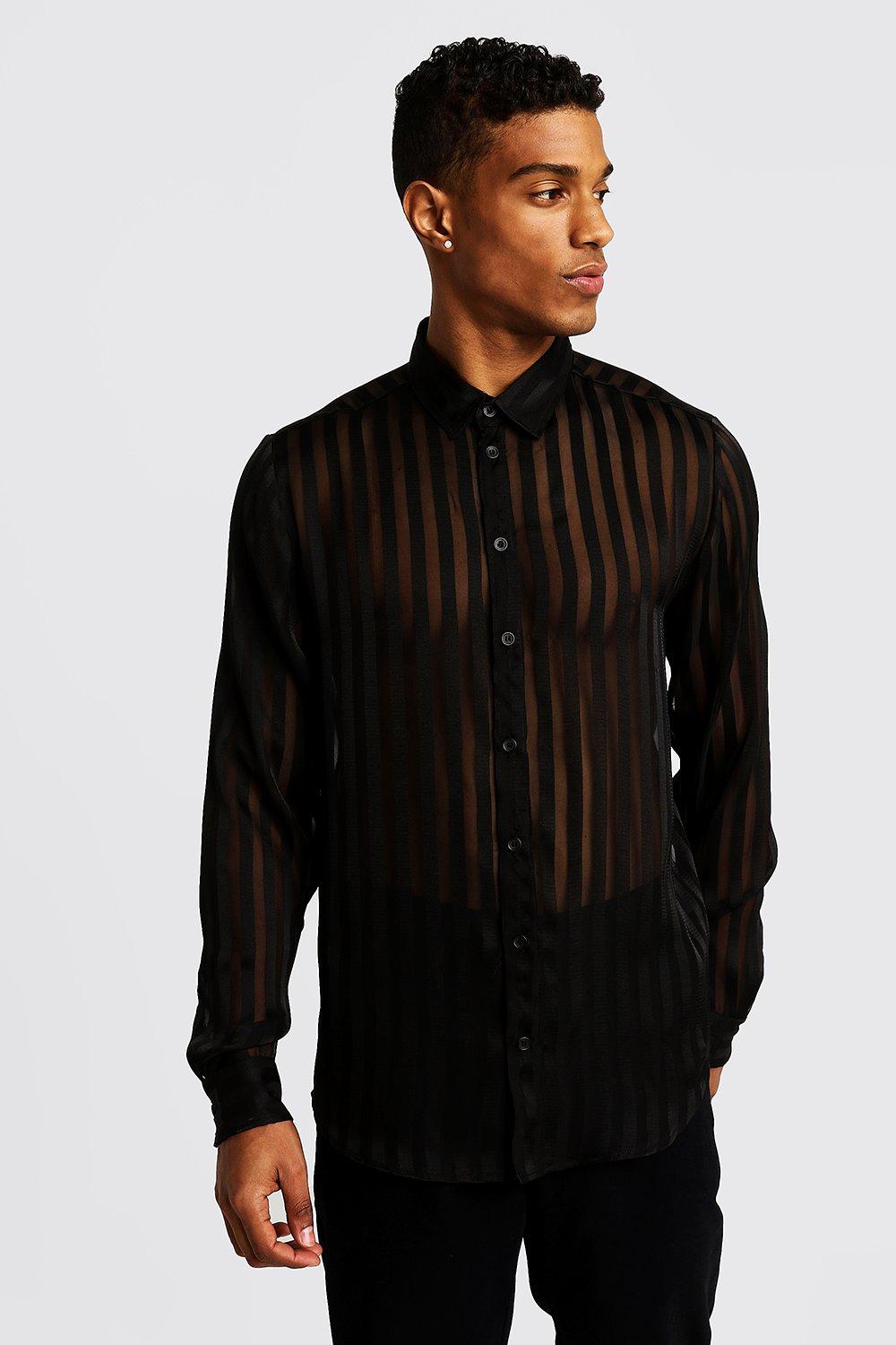 mens black sheer shirt