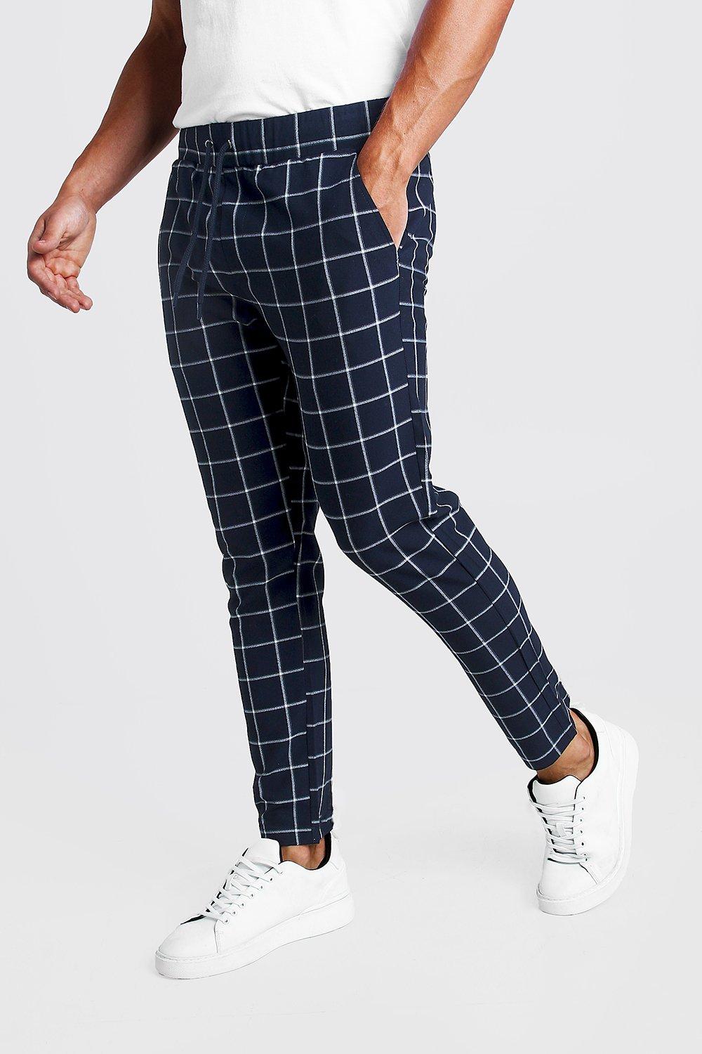 smart checked jogger trousers