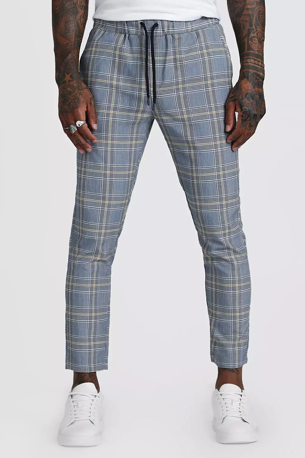 Boohooman smart 2024 checked jogger