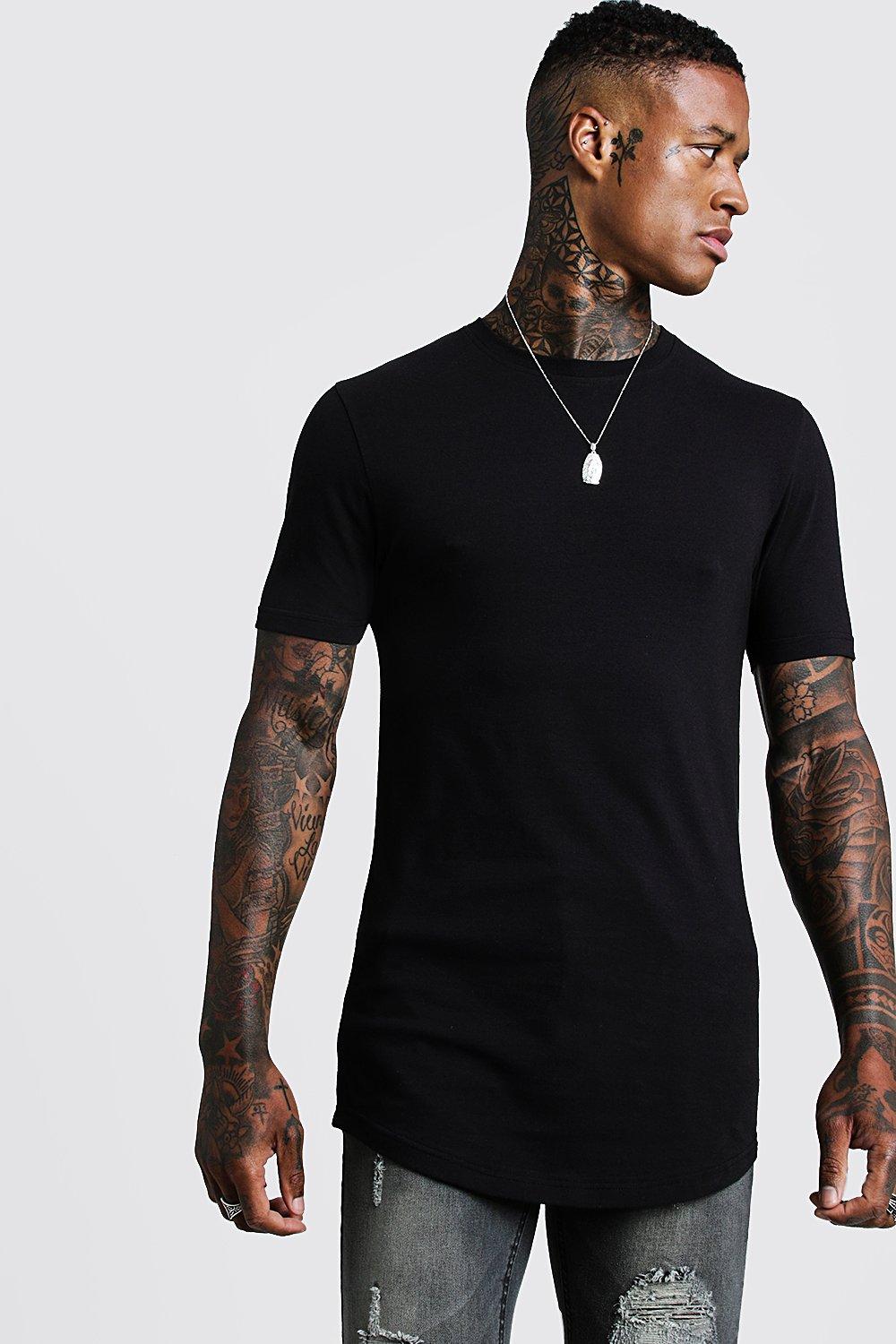 curved hem t shirt mens