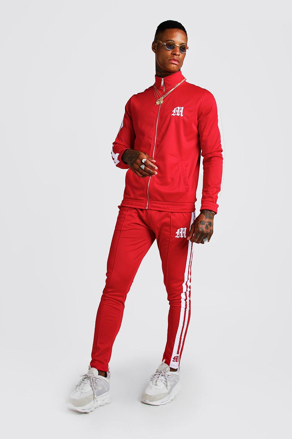 boohoo red tracksuit