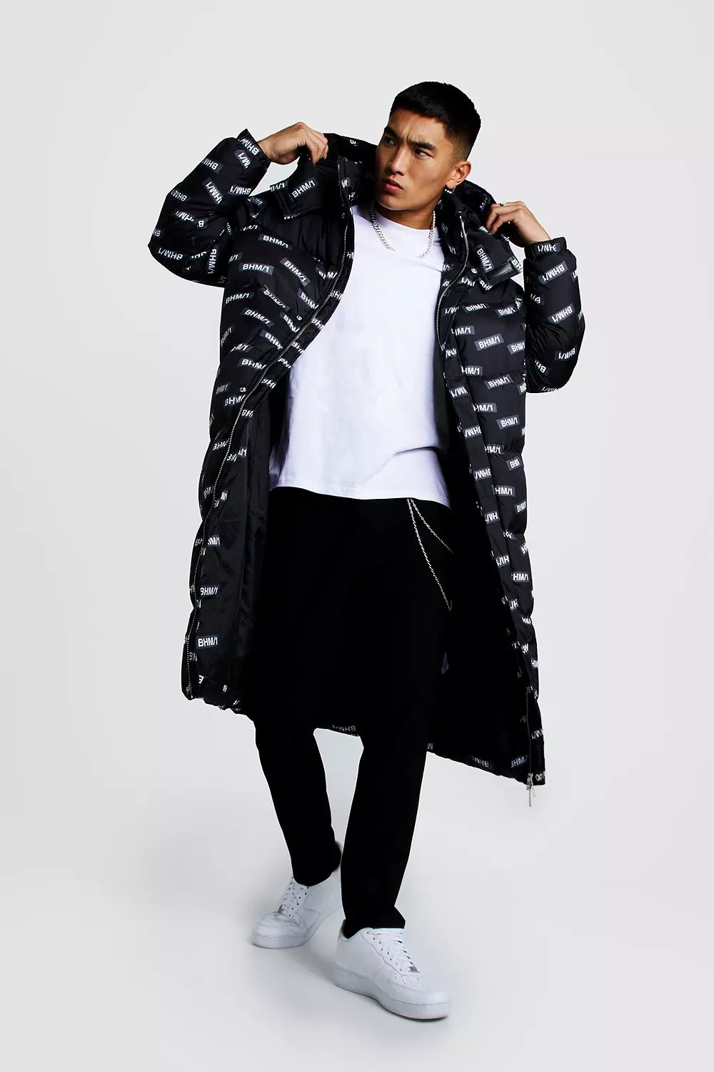 Boohooman longline sales coat