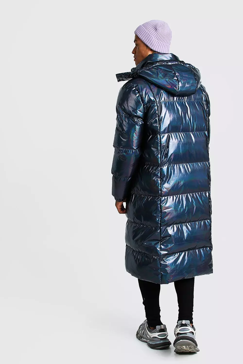 Holographic bubble outlet coat mens