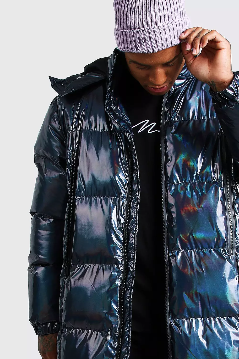 Holographic shop bubble jacket