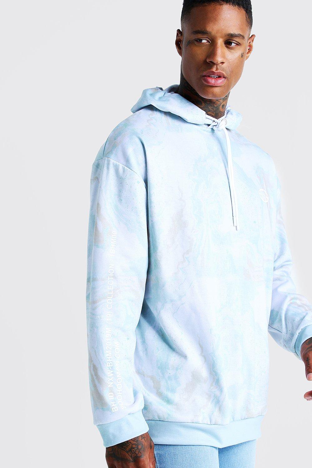 marble print hoodie