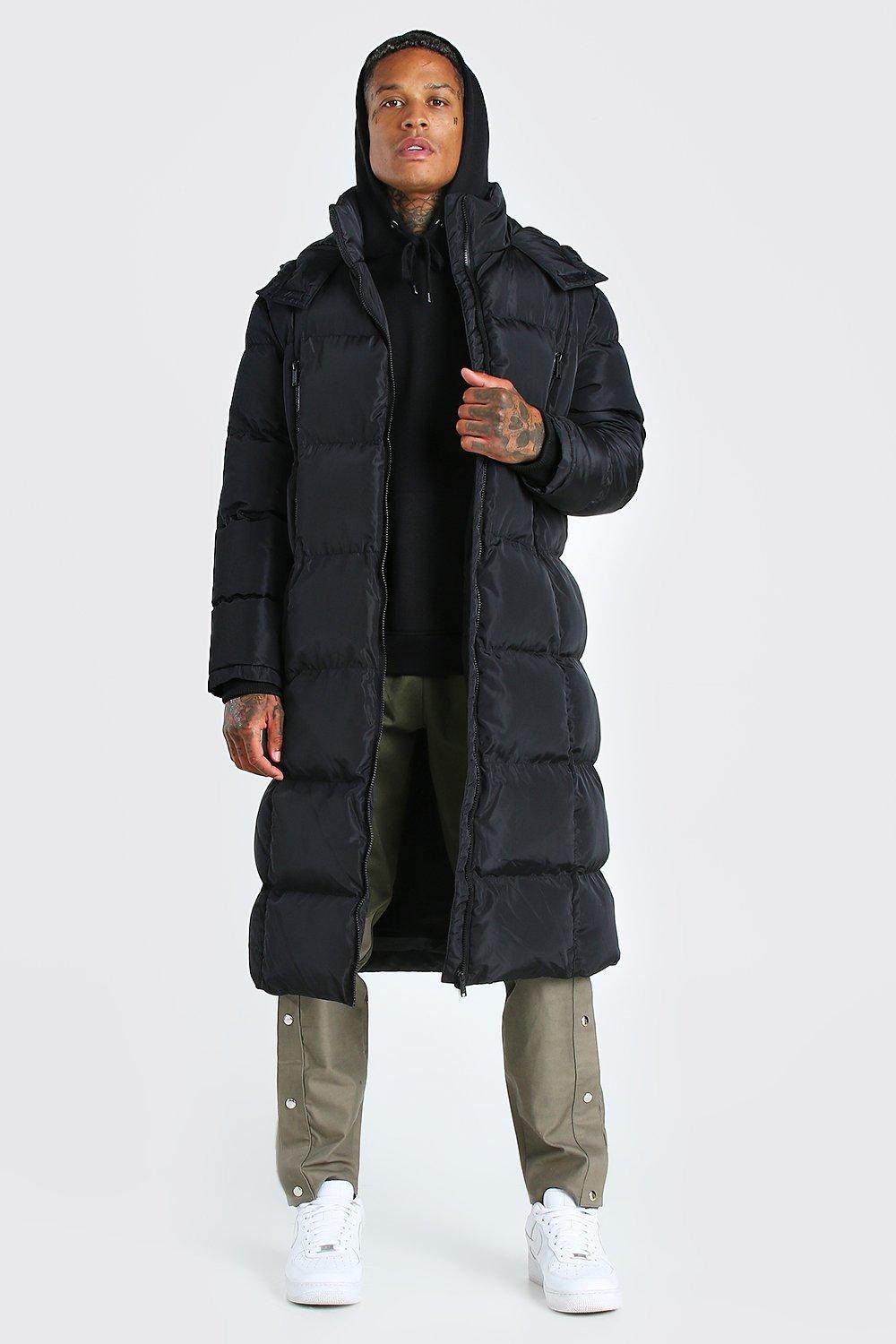 longline duvet jacket with hood