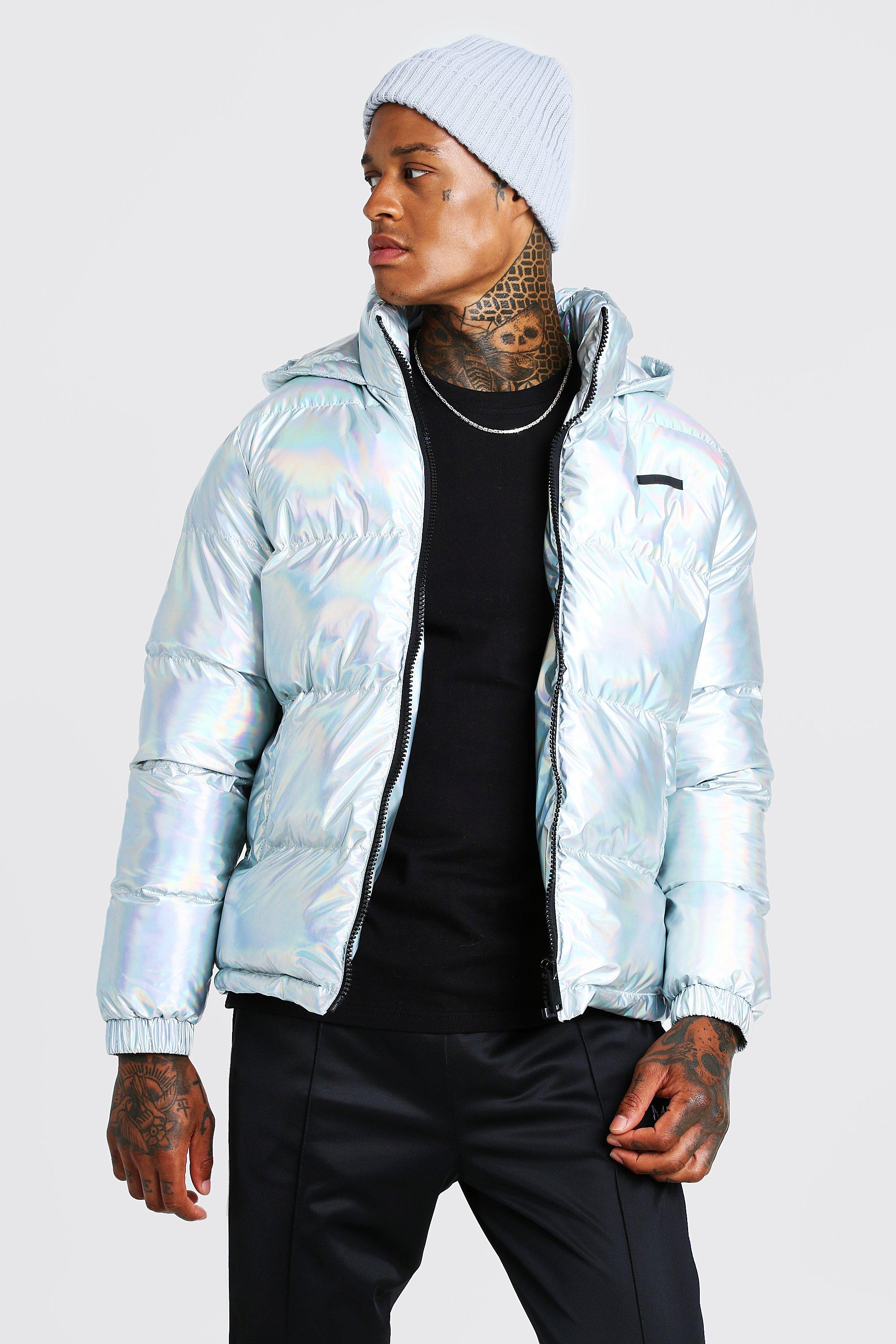 long metallic puffer coat