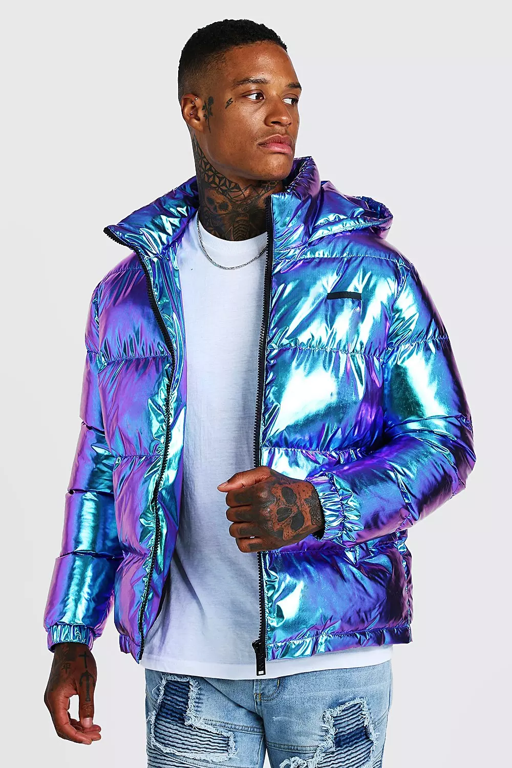 Metallic puffer deals jacket