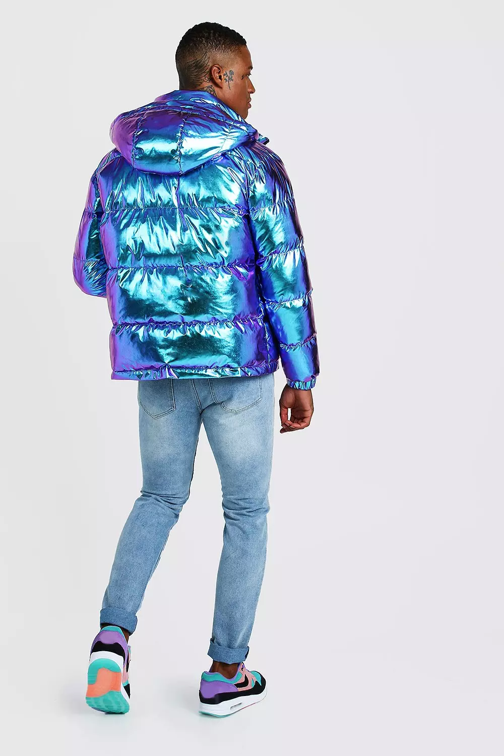 Metallic puffer jacket clearance mens