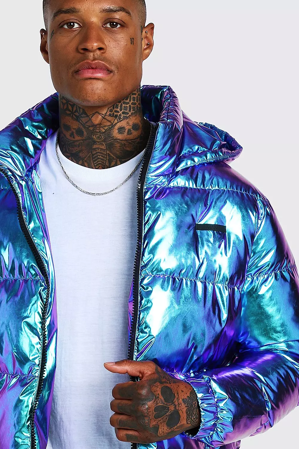 Purple metallic cheap puffer jacket