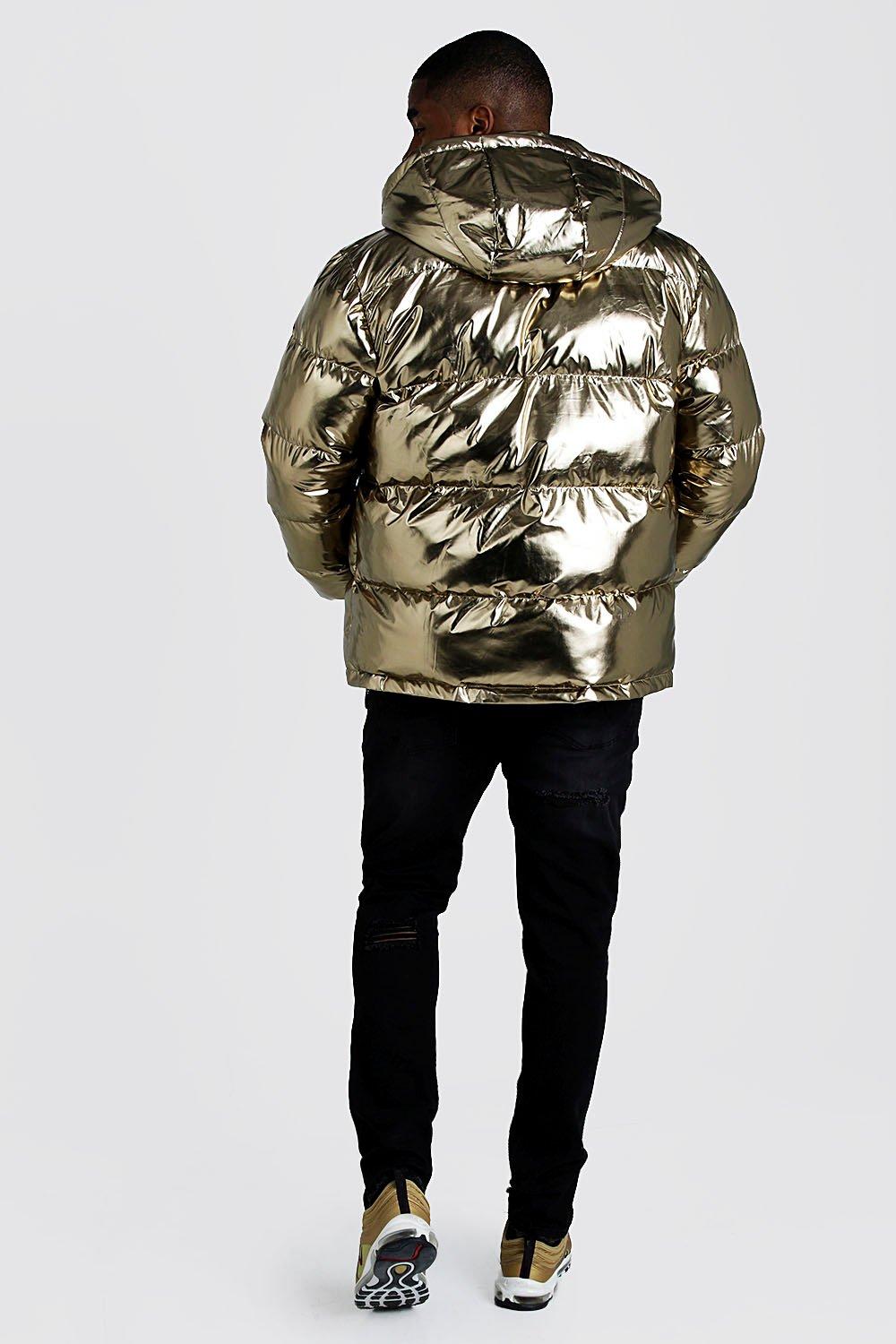 boohooman metallic puffer jacket