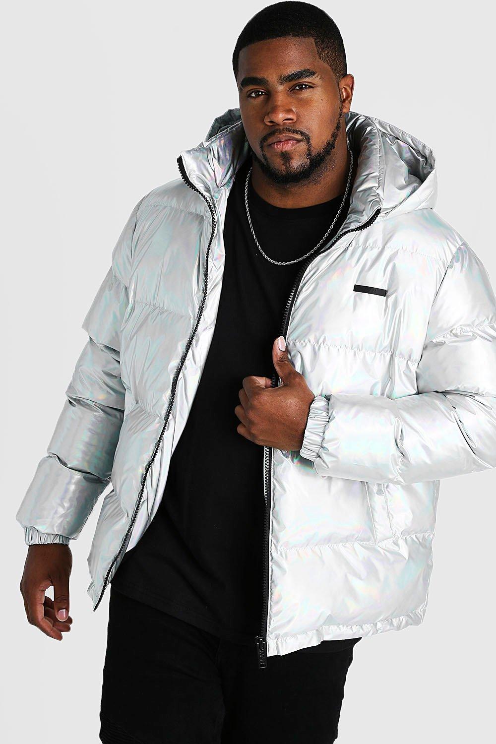 silver puffa jacket