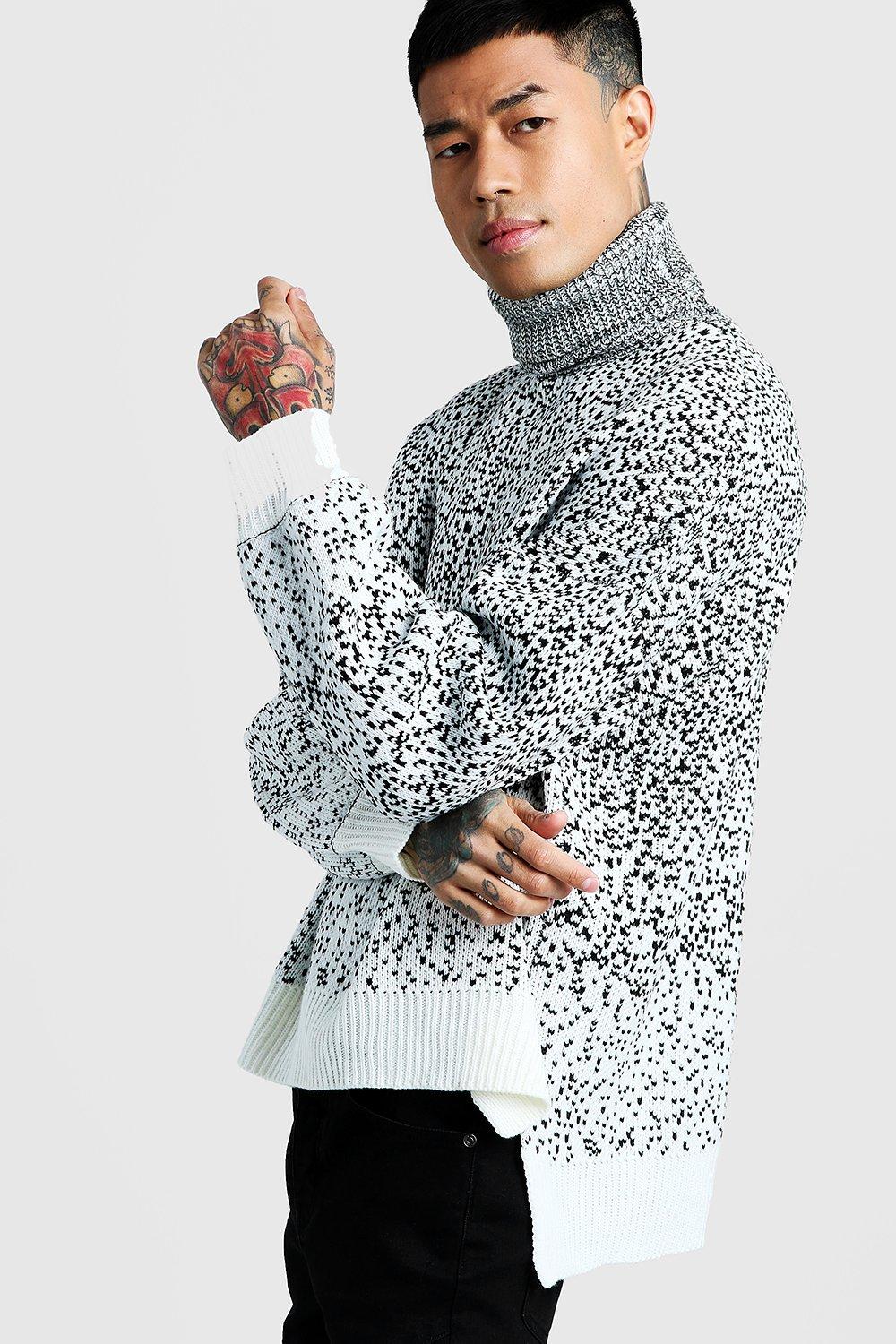 white knitted roll neck jumper