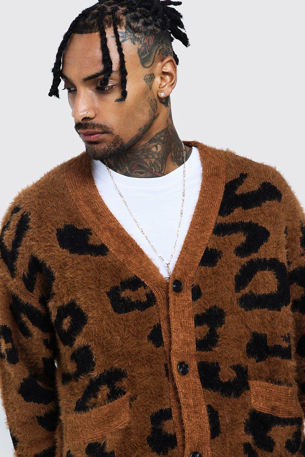 mens leopard print sweater