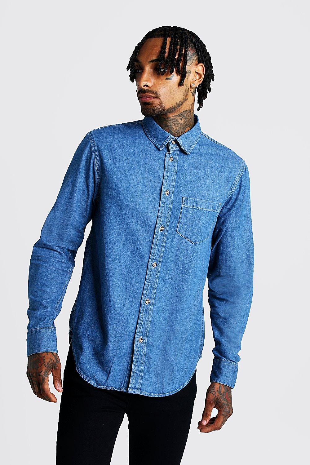 

Рубашка из денима с длинными рукавами, Mid blue