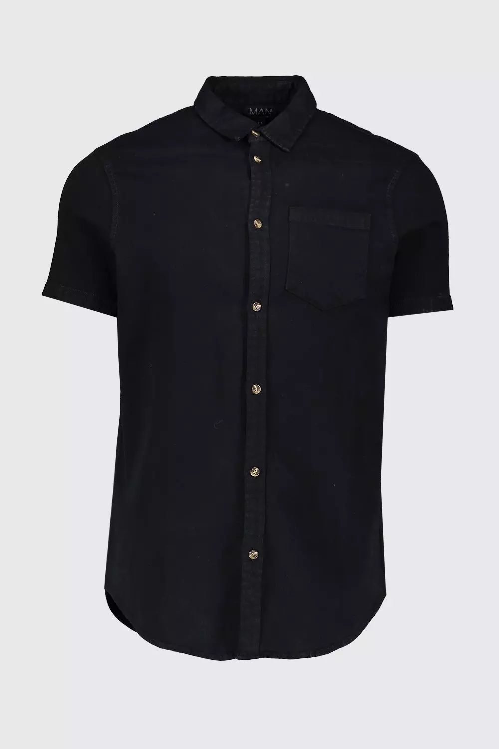 boohooMAN Men's Short Sleeve Denim Shirt