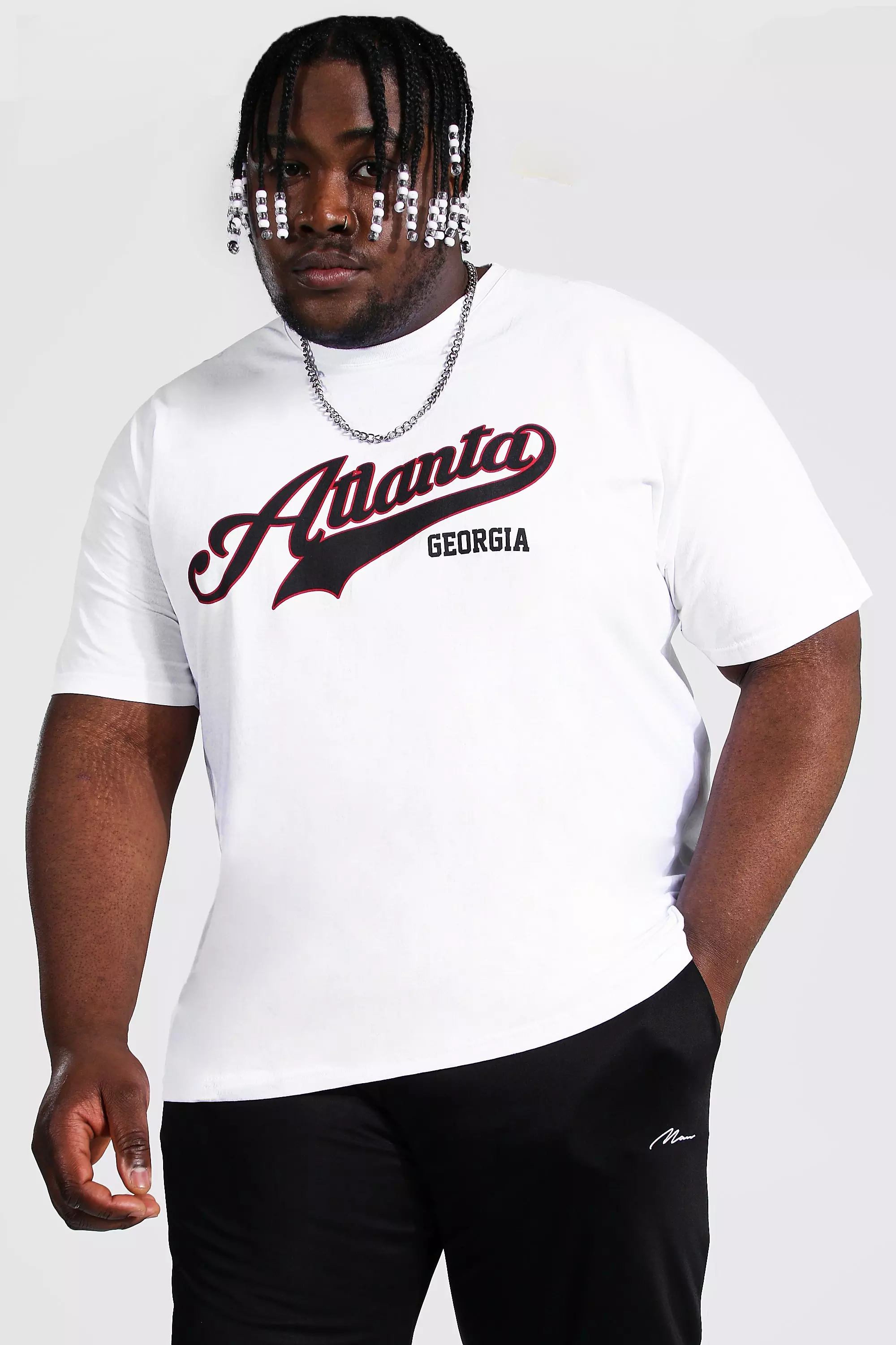 Plus Size Atlanta Varsity Print T-shirt | boohooMAN USA