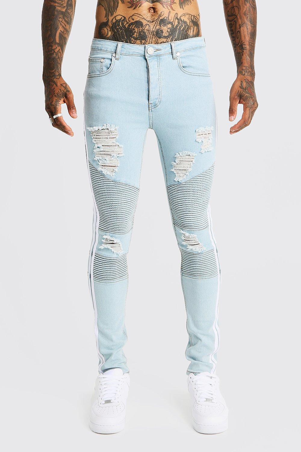 light blue biker jeans