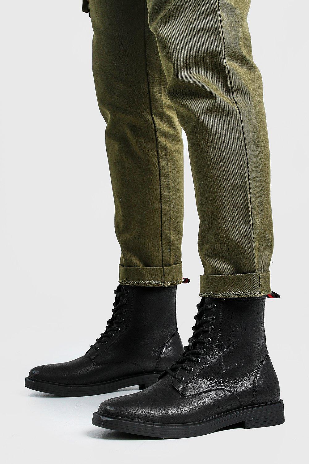 black chunky military boots