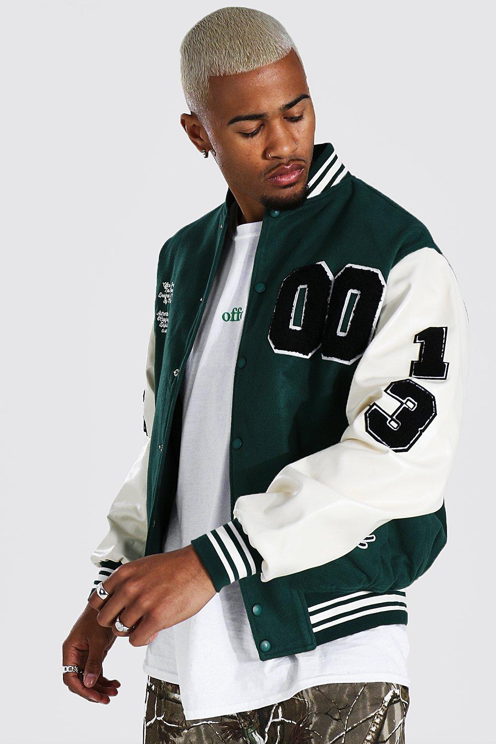 boohooman varsity bomber jacket