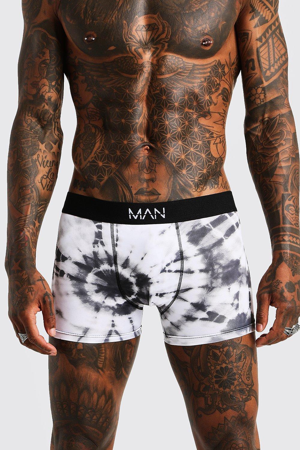 Mens Black 1 Pack Tie Dye Print Boxers, Black