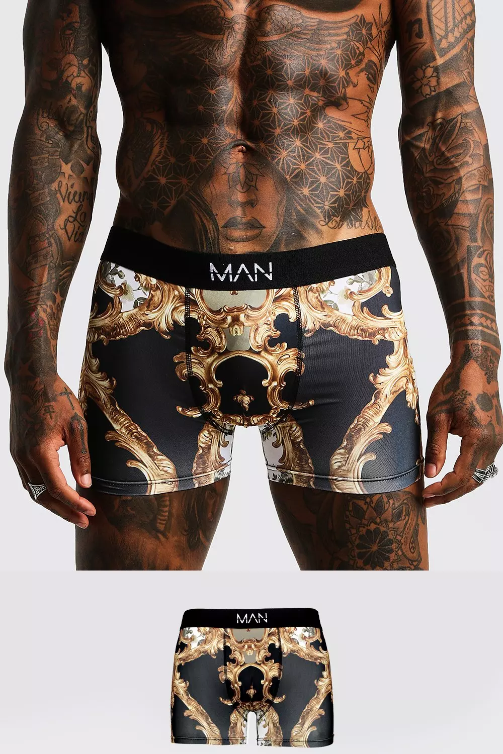 Boxer Briefs Underwear Men's White Baroque Animal Gold Baroque at