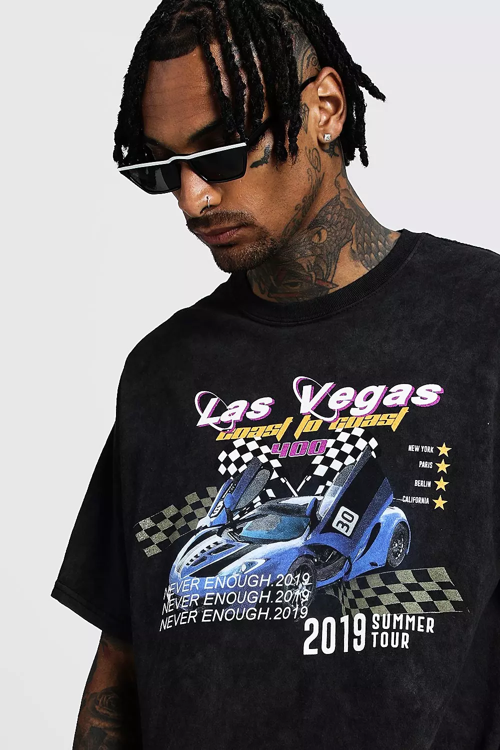 Washed Loose Fit Las Vegas Graphic T Shirt boohooMAN USA