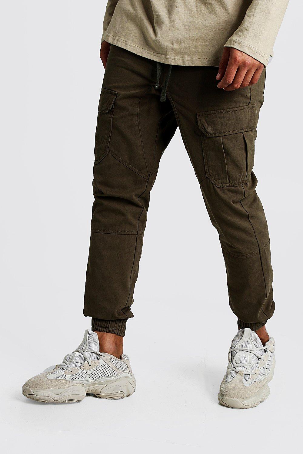 grey cuffed cargo trousers