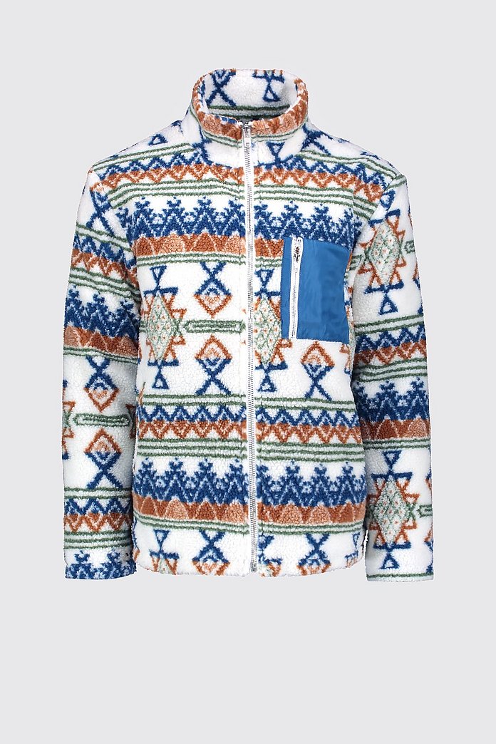 Jacke mit Borg Kragen, Azteken Muster und Kontrasttasche boohooMAN Jacke mit Borg Kragen, Azteken Muster und Kontrasttasche boohooMAN