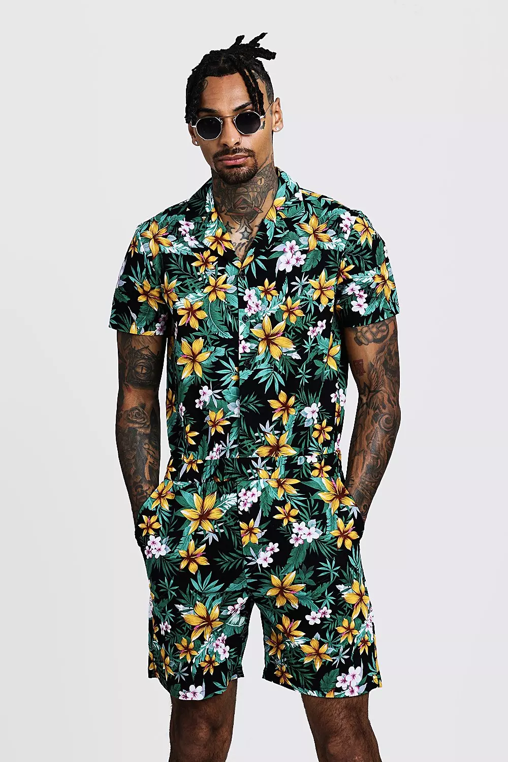 Mens sales floral jumpsuit