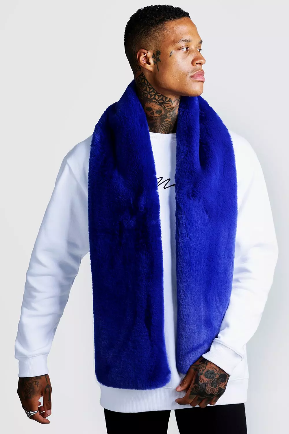 Navy faux hot sale fur scarf