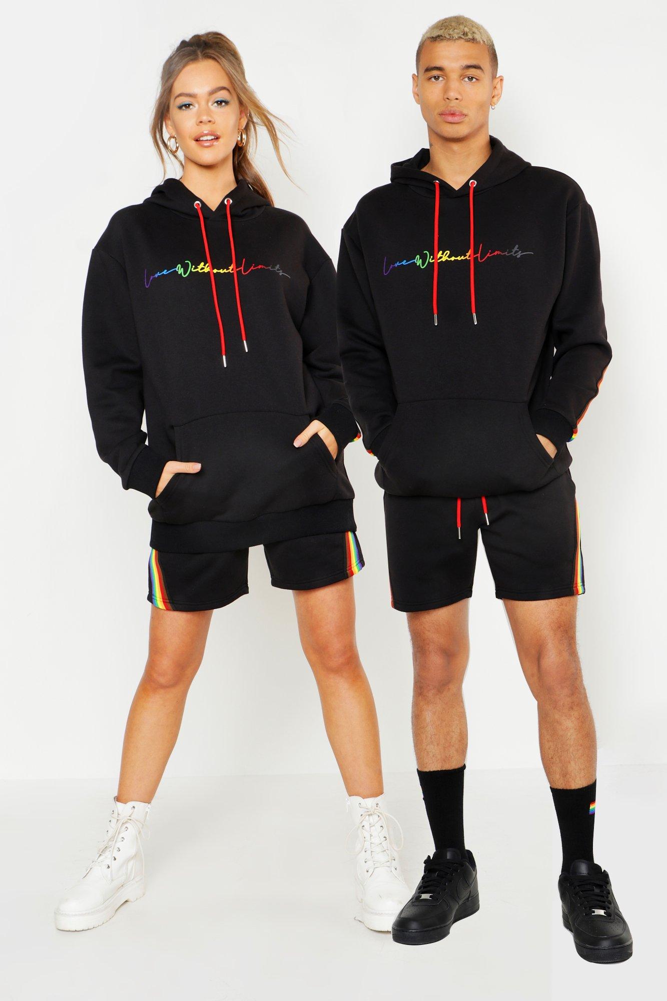 

Свободный спортивный костюм с шортами с радужной лентой из коллекции Pride, Black