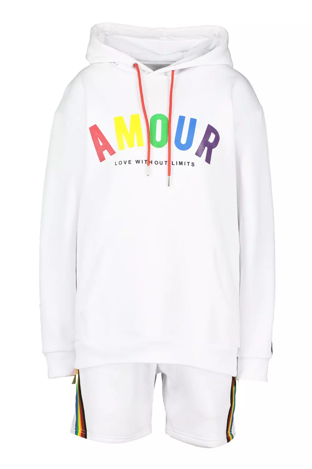 Pride Loose Fit Short Tracksuit With Amour Print boohooMAN USA