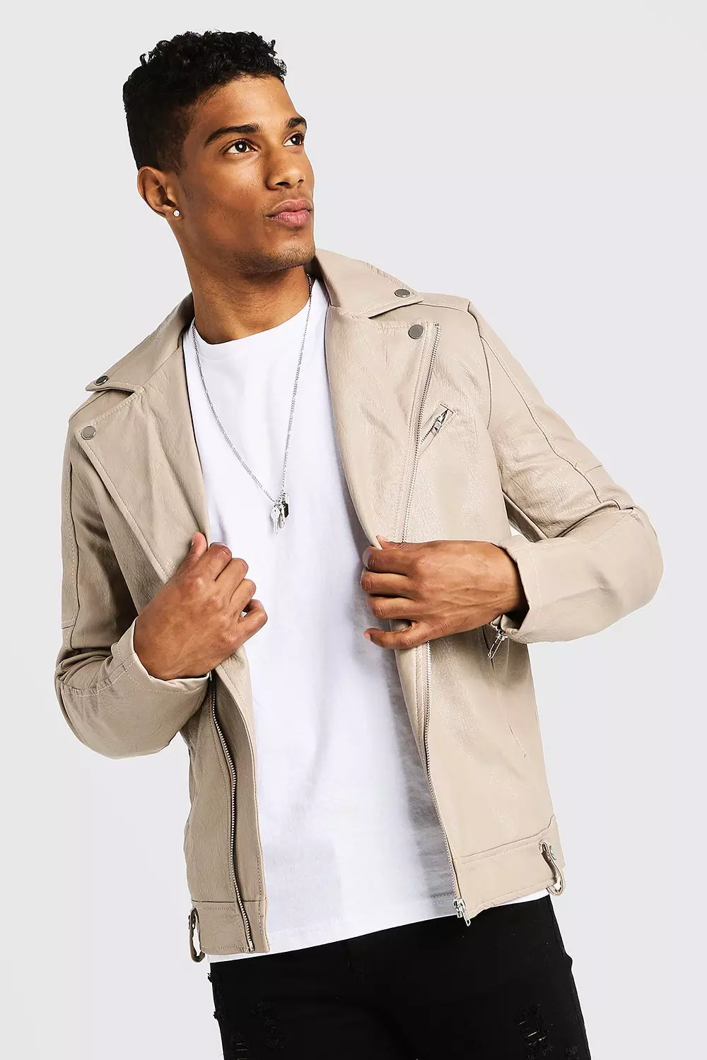 Cream biker jacket online