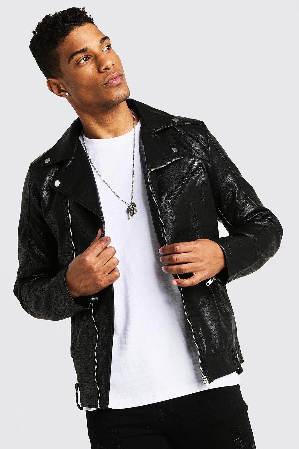 faux leather biker jacket mens