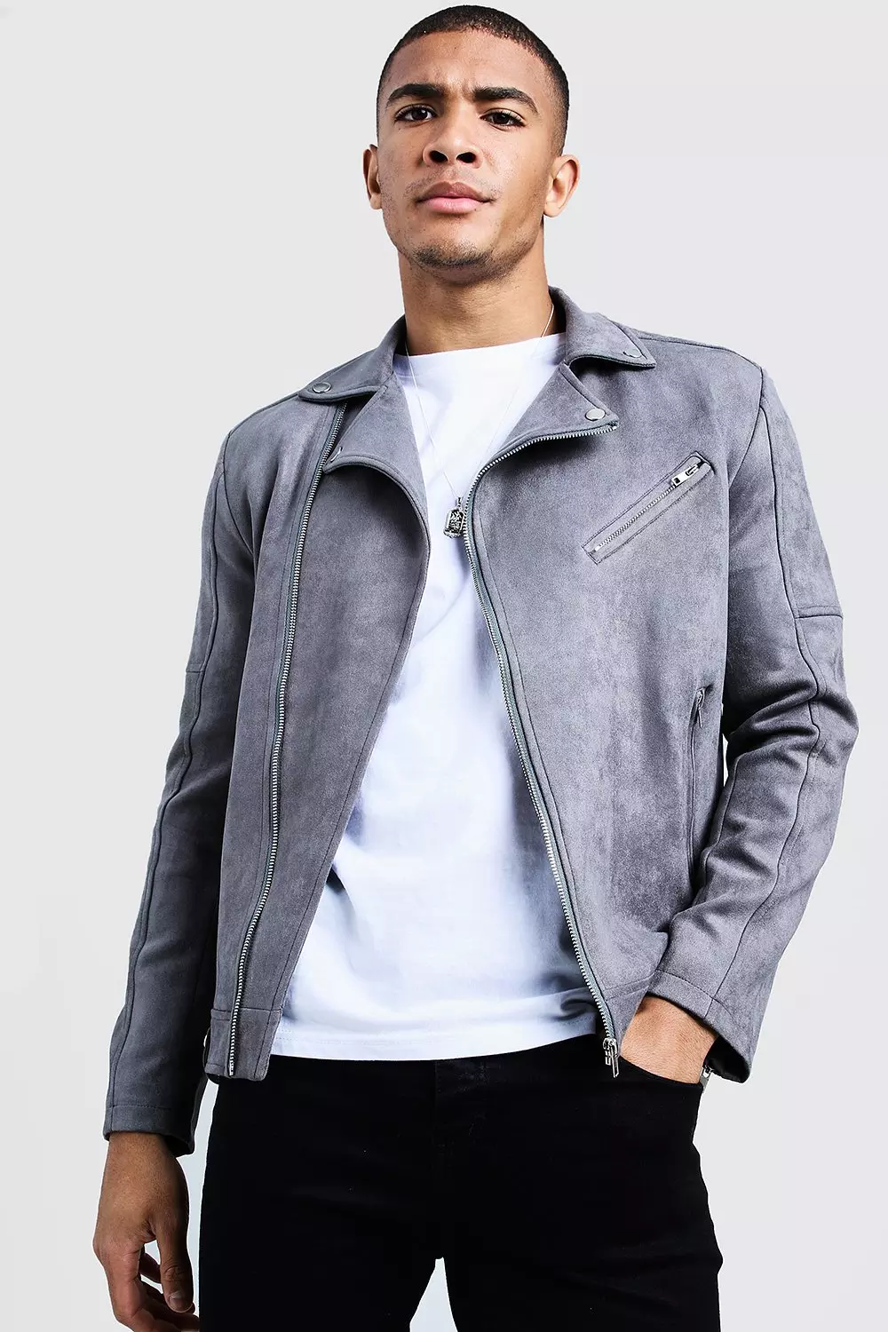 Suede moto hot sale jacket men's